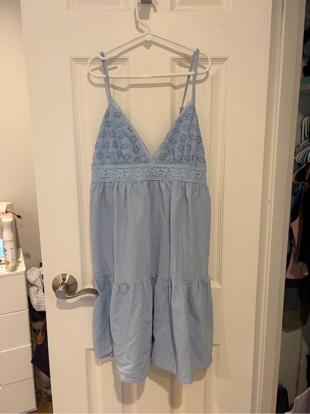 Light Blue Sleeveless Eyelet Sundress